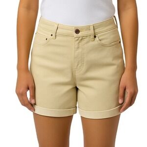 DKNY Jeans 8 Shorts Beige Cuffed Stretch‎ Logo Casual Summer Versatile